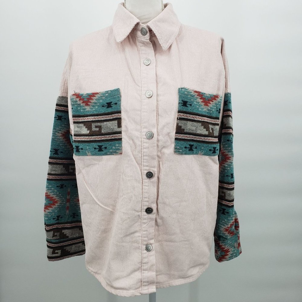 MONTANA WEST Corduroy Shacket Southwestern Serape Aztec Western NWT - Picture 4 of 10